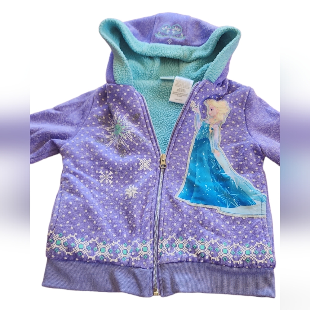 Disney Princess Frozen Elsa Hoddie Jacket  Girls Size 5 - Picture 3 of 11